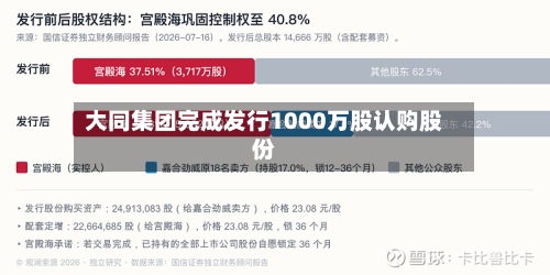 大同集团完成发行1000万股认购股份-第2张图片