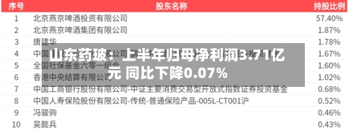 山东药玻:上半年归母净利润3.71亿元 同比下降0.07%-第2张图片