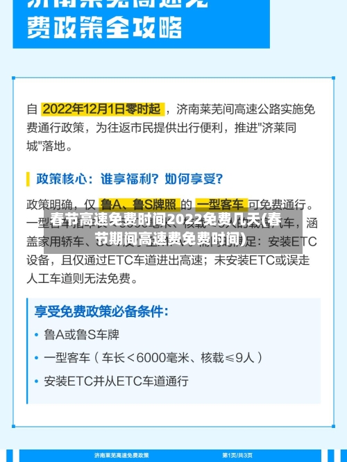 春节高速免费时间2022免费几天(春节期间高速费免费时间)