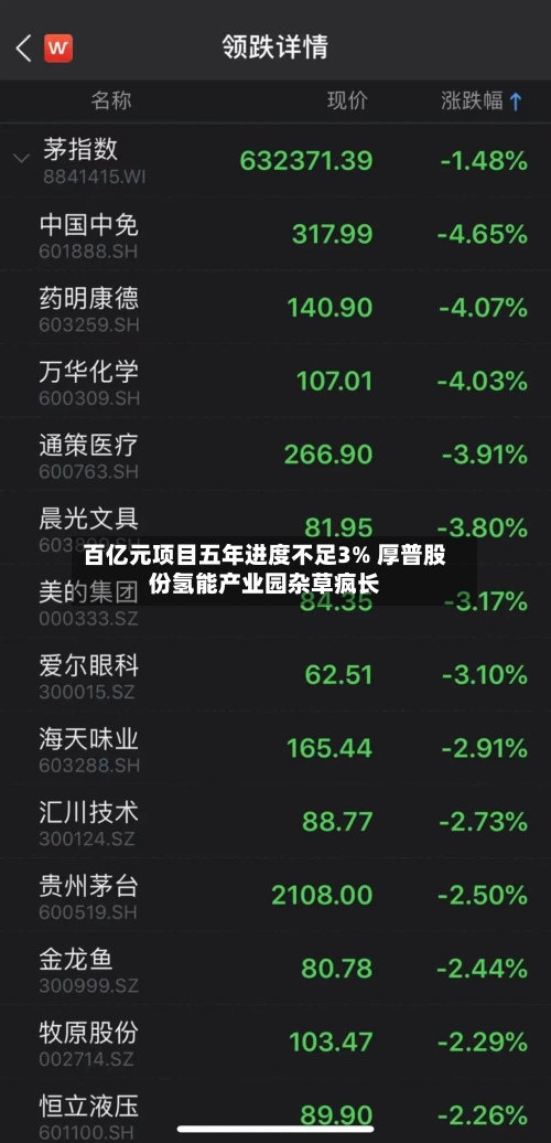 百亿元项目五年进度不足3% 厚普股份氢能产业园杂草疯长-第2张图片