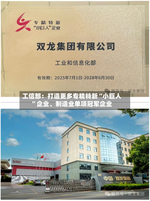 工信部：打造更多专精特新“小巨人”企业	、制造业单项冠军企业-第3张图片