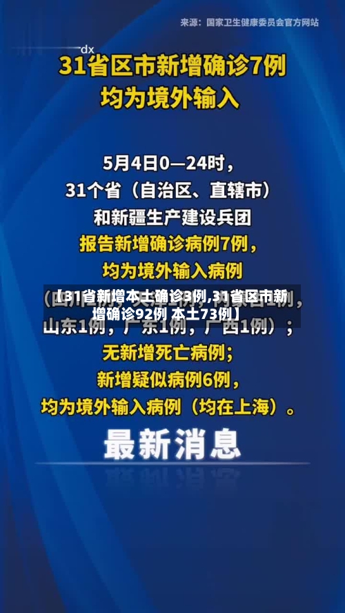【31省新增本土确诊3例,31省区市新增确诊92例 本土73例】