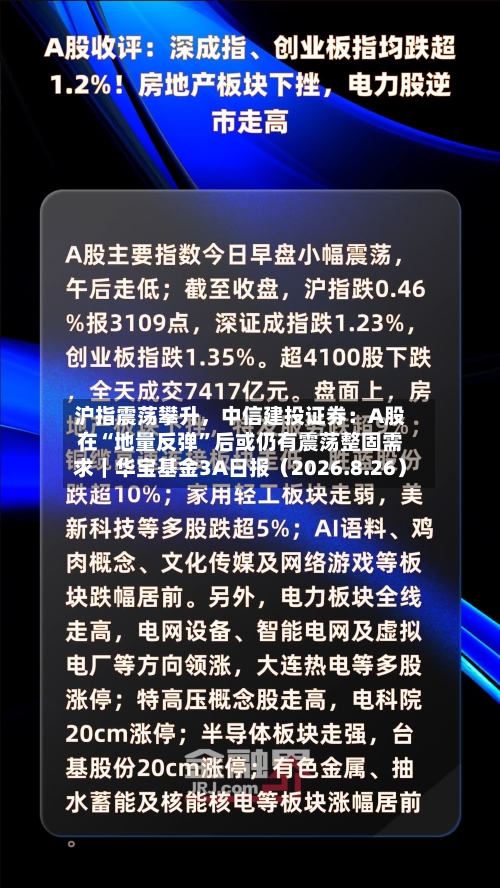 沪指震荡攀升	，中信建投证券：A股在“地量反弹	”后或仍有震荡整固需求｜华宝基金3A日报（2026.8.26）-第1张图片